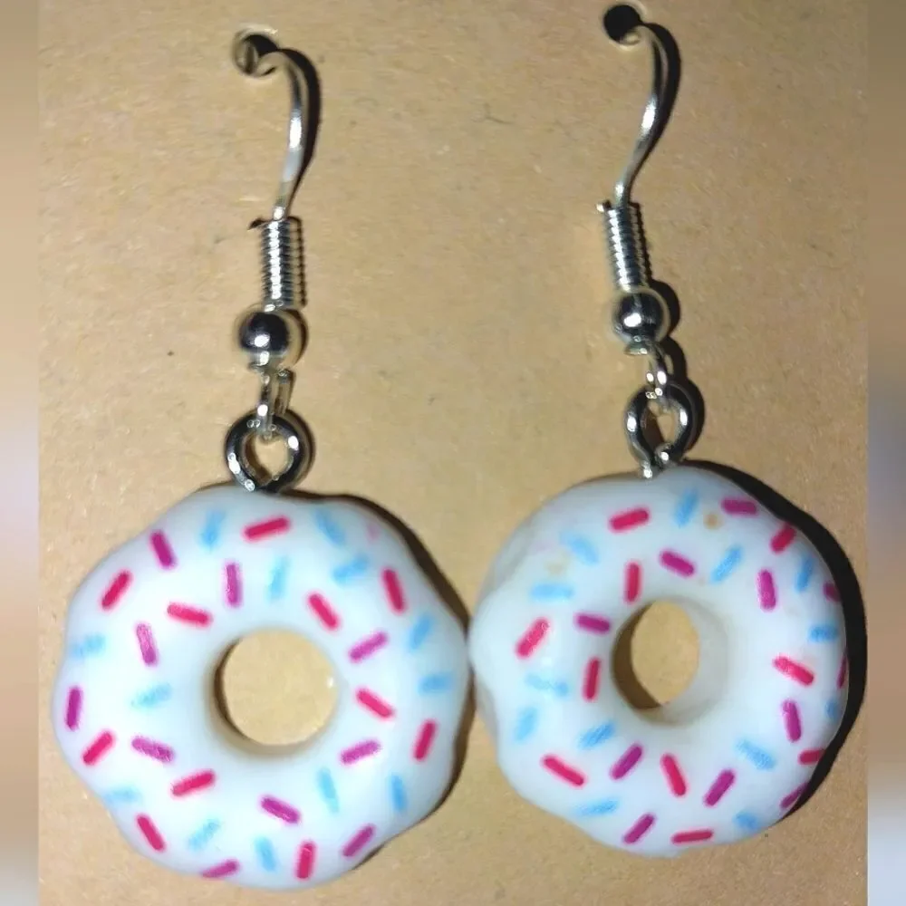Hand crafted doughnut dangle earrings